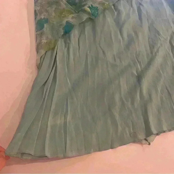 90s y2k Slip Dress Ruffle 44 10 Chiffon Cutout Floral Cocktail ALBERTA FERRETTI - Picture 6 of 14